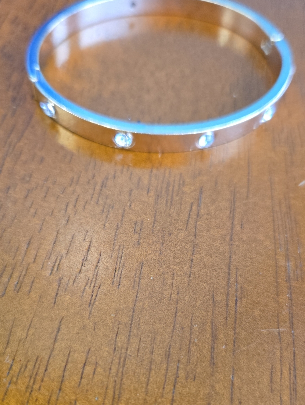 Gold Crystal-Accent Hinged Bangle Bracelet - Women Jewelry
